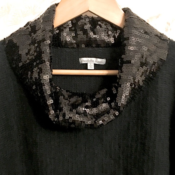 🦃 Charlotte Ruse Black Sequin Cowl Neck Dolman Sweater L NWT. - Picture 12 of 14